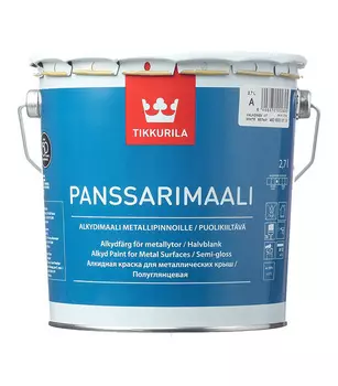 Эмаль для металлических крыш Tikkurila Panssarimaali белая основа А полуглянцевая 2,7 л