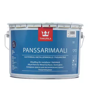 Эмаль для металлических крыш Tikkurila Panssarimaali белая основа А полуглянцевая 9 л