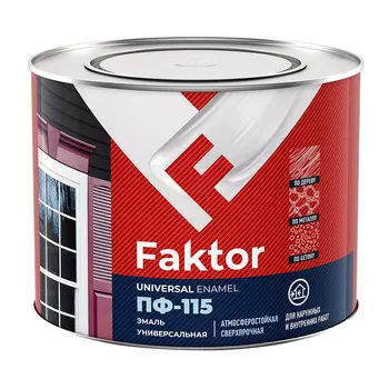 Эмаль ПФ-115 Faktor красная полуматовая 1,9 кг