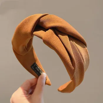 Korean Knotted Headbands for Women Headdress Girls Vintage Hair Bands Cloth Wide Hairband Hair Hoop Hair Accessories Headwear Size fits all