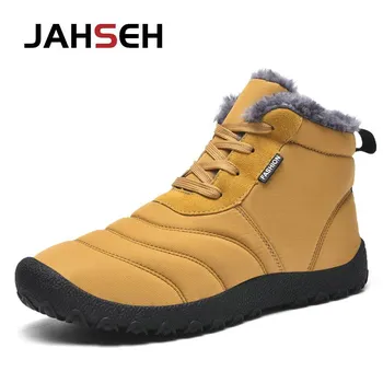 JAHSEH/мужские зимние ботинки, очень теплые мужские походные ботинки, мужские ботинки высокого качества, уличные мотоциклетные кроссовки, большие размеры 39–46 39 чёрный
