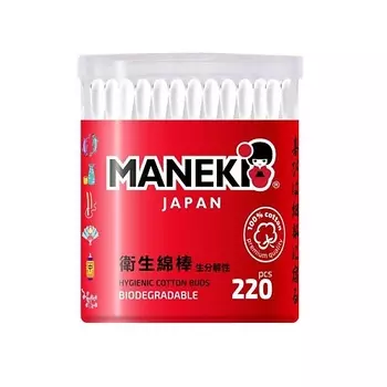 MANEKI Палочки ватные RED с бумажным стиком 220.0