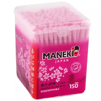MANEKI Палочки ватные Sakura с розовым бумажные с розовым стиком 150.0