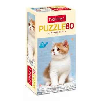 Пазлы - Котенок и бабочка, 80 элементов