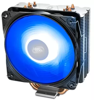 Кулер DEEPCOOL GAMMAXX 400 V2 BLUE LGA1366/115X/AM4/AM3/+/AM2/+/FM2/+/FM1 (20шт/кор, TDP 180Вт, PWM, Blue Led Fan 120mm, 4 тепл. трубки прямого контакта ) RET (GAMMAXX 400 V2 BLUE)