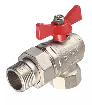 Кран шаровой Valtec Base 1" ВР-НР угловой с полусгоном бабочка
