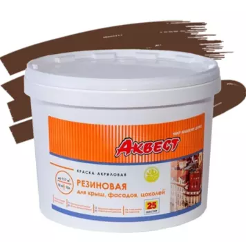 Краска резиновая Аквест-25 для крыш и фасадов ,12 кг (шоколадная)