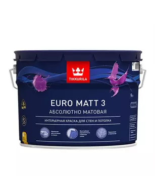 Краска водно-дисперсионная интерьерная Tikkurila EURO MATT 3 белая основа А 9 л