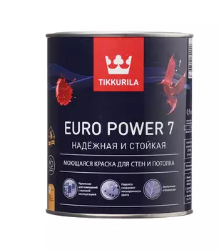 Краска водно-дисперсионная Tikkurila Euro Power 7 моющаяся белая основа А 0.9 л