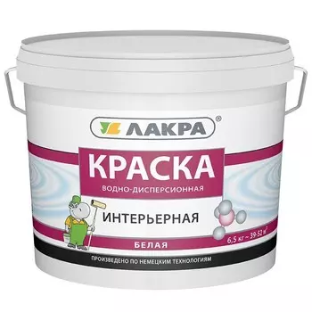 Краска акриловая Лакра интерьерная белая 6.5 кг