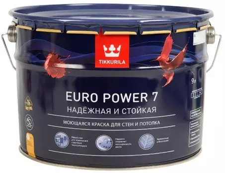 Краска для колеровки водно-дисперсионная Tikkurila Euro Power-7 прозрачная С 9 л
