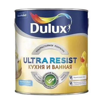 Краска Dulux Ultra Resist для кухни и ванной BW матовая 2.5 л