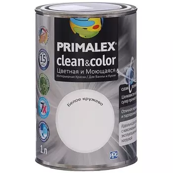 Краска интерьерная Primalex Clean&amp;Color Белое кружево 1 л