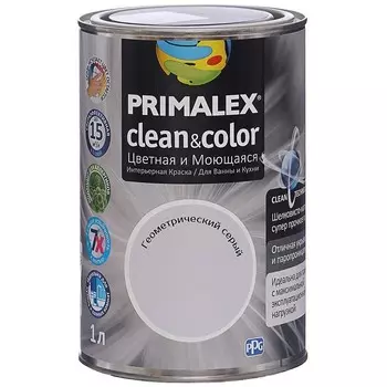 Краска интерьерная Primalex Clean&amp;Color Геометрический серый 1 л