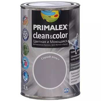 Краска интерьерная Primalex Clean&amp;Color Cерый холст 1 л