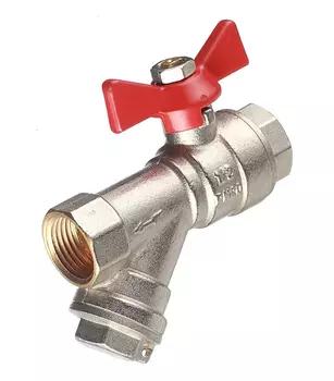 Кран шаровой Valtec 1/2" ВР с фильтром бабочка