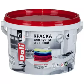 Краска латексная "Dali" для кухни и ванной база А 2,5 л (1) влагостойкая биозащитная "рогнеда"