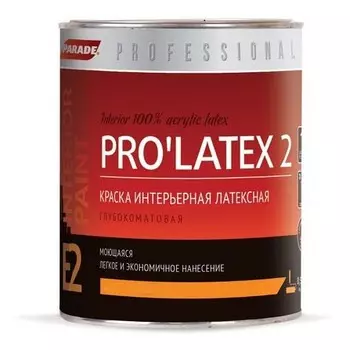 Краска латексная Parade Professional E2 Pro Lateх2 интерьерная глубокоматовая основа А 0.9 л
