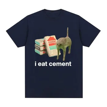 I Eat CeUnisext Cursed Cat Смешная мем-футболка для унисекс Унисекс Модные повседневные футболки с коротким рукавом Унисекс Большие хлопковые футболки Топы Унисекс 4XL
