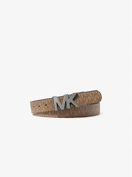 Двусторонний ремень с пряжкой с логотипом Michael Kors Mens, коричневый