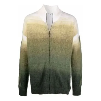 Свитер men's fw21 arrow pattern zipper cardigan wool sweater loose fit green Off-White, зеленый