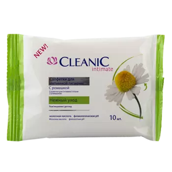 Салфетки влажные для интимной гигиены CLEANIC с экстрактом ромашки 10 шт
