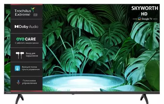 Телевизор Skyworth 43E55G LED 43" Google TV Frameless черный FULL HD 60Hz DVB-T DVB-T2 DVB-C DVB-S DVB-S2 USB WiFi Smart TV