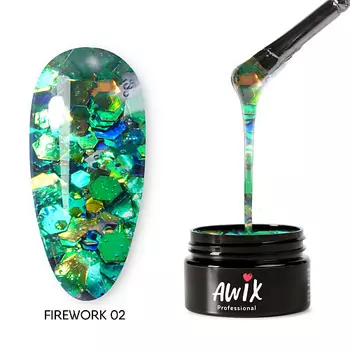 AWIX Гель лак для дизайна ногтей с шестигранниками Firework