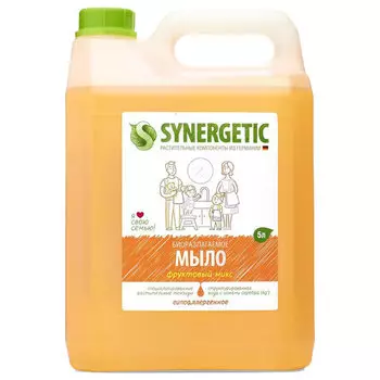 Жидкое мыло SYNERGETIC Фруктовый микс 105502, гипоаллергенное, 5 л (608029)
