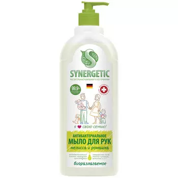 Жидкое мыло SYNERGETIC Мелисса и ромашка 105101, антибактериальное, 1л, 1.1г, 1шт. (608030)