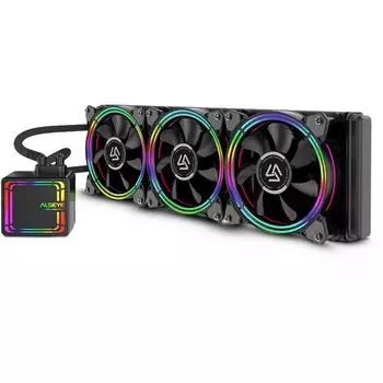 Жидкостное охлаждение Alseye HALO AIO LIQUID COOLER 360 для Socket 115x/2066/2011/2011-3/1356/1366/1200/775/AM4/AM3/AM3+/FM1/AM2+/FM2/FM2+, 280Вт, 3x120мм, RGB LED (AS-HALO-AIO-LC-360-RGB)