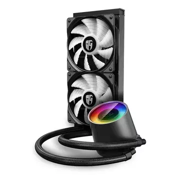 Жидкостное охлаждение Deepcool Castle 240 RGB V2 для Socket 115x/2066/2011/2011-3/1356/1366/AM4/AM3/AM3+/FM1/AM2+/FM2/FM2+TR4/sWRX8, 250 Вт, 2x120мм, RGB LED (DP-GS-H12AR-CSL240V2)