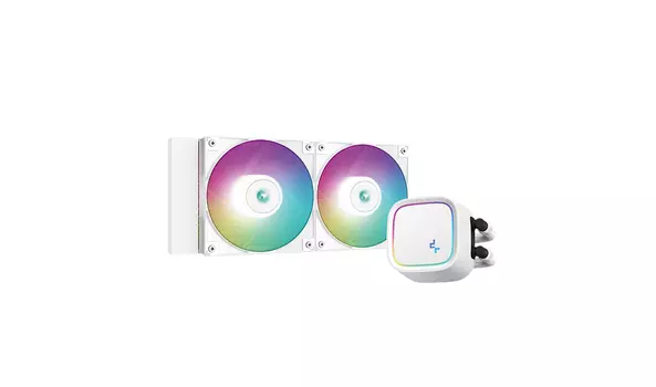 Жидкостное охлаждение Deepcool LE520 WH для Socket 115x/1200/1700/AM5/AM4, 250 Вт, 2x120 мм, ARGB (R-LE520-WHAMMN-G-1)