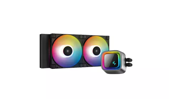 Жидкостное охлаждение Deepcool LS520 для Socket 115x/2066/2011/1200/Socket 1700/AM4/AM5/sTR4/sTRX4/TRX40, 2x120мм, ARGB (R-LS520-BKAMNT-G-1)