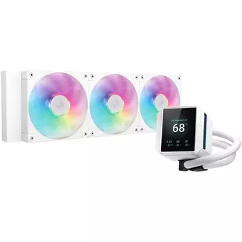 Жидкостное охлаждение Deepcool MYSTIQUE 360 WH ARGB для Socket 115x/1200/1700/1851/AM5/AM4, 300 Вт, 3x120 мм, ARGB, белый (R-LX360-WHDSNMCP-G-1)