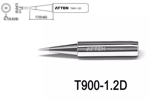 Жало паяльное Atten T900-1.2D, 1.2мм, 1шт. (ACF028911)