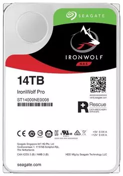 Жесткий диск (HDD) Seagate 14Tb Ironwolf Pro, 3.5", 7200rpm, 256Mb, SATA3 (ST14000NE0008)