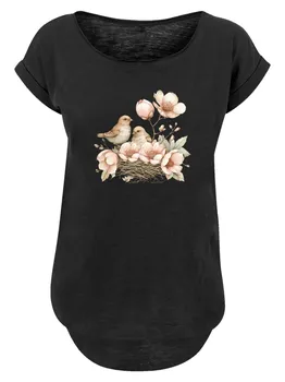Рубашка F4NT4STIC Vogelnest Blumen, черный