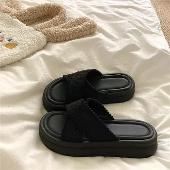 Women s platform slippers women s summer wear new fairy bohemian sandals vacation soft flat beach shoes 35 коричневый
