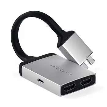 Адаптер мультипортовый Satechi Type-C Dual HDMI Adapter 3 в 1, серебристый