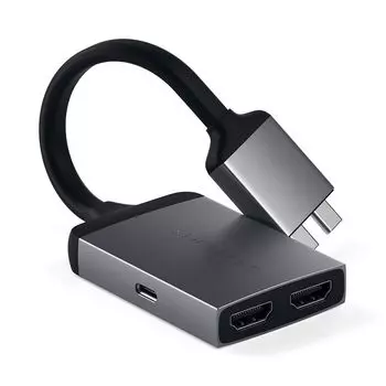 Адаптер мультипортовый Satechi Type-C Dual HDMI Adapter 3 в 1, серый космос