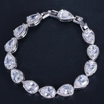 WWJ Одежда высшего качества с каплями воды и кубическим цирконием, теннисный браслет для женщин, ювелирные изделия для свадебной вечеринки жёлтый/золотой