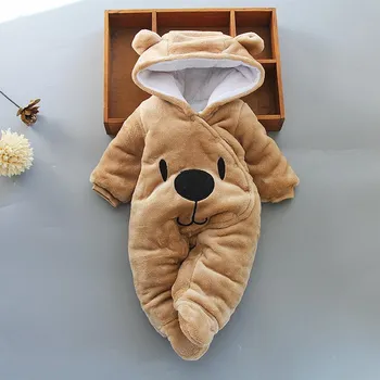Комбинезон Born Fleece Baby Cute Animal, зимний комбинезон для мальчиков и девочек из хлопка, одежда для новорожденных, теплые детские ножки, цельный 66 розовый