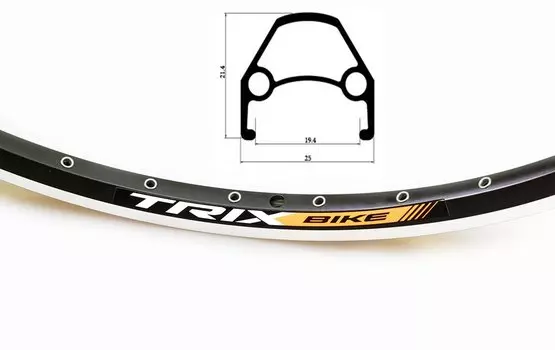 Обод велосипедный TRIX 28-29", алюминиевый, 36H, 622х19,4/25х21,4 мм, черный, YKL-D23 28-29"black