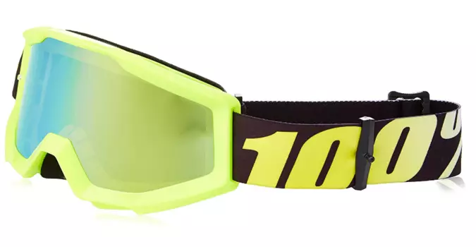 Очки велосипедные 100% Strata, подростковые, JR Neon Yellow / Mirror Gold Lens, 50510-004-02