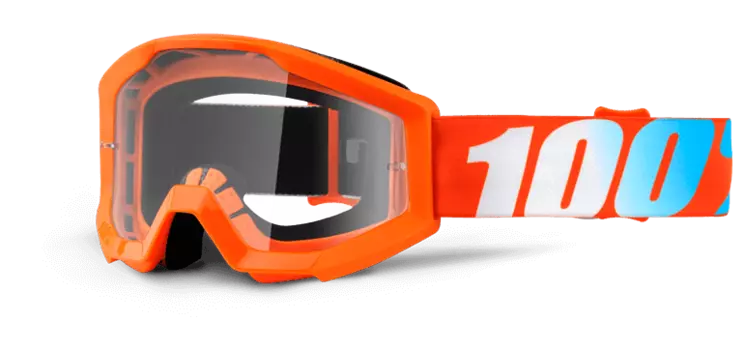 Очки велосипедные 100% Strata, подростковые, JR Orange / Clear Lens, 50500-006-02