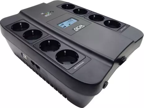 ИБП Powercom Spider SPD-900U LCD, 900 VA, 540 Вт, EURO, розеток - 8, USB, черный (SPD-900U LCD)