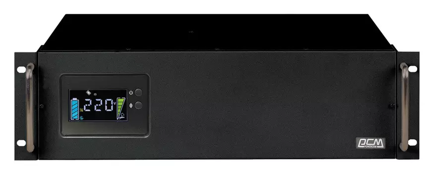 ИБП Powercom KIN-2200AP LCD, 2200 В·А, 1.76 кВт, IEC, розеток - 8, USB, черный (KIN-2200AP LCD)
