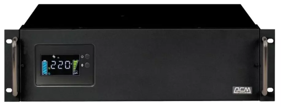 ИБП Powercom King Pro RM KIN-3000AP LCD, 3000 В·А, 2.4 кВт, IEC, розеток - 8, USB, черный (KIN-3000AP LCD)