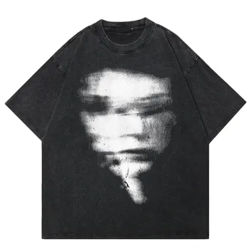 Футболка унисекс с рисунком Streetwear Face Shadow 2024 S красный